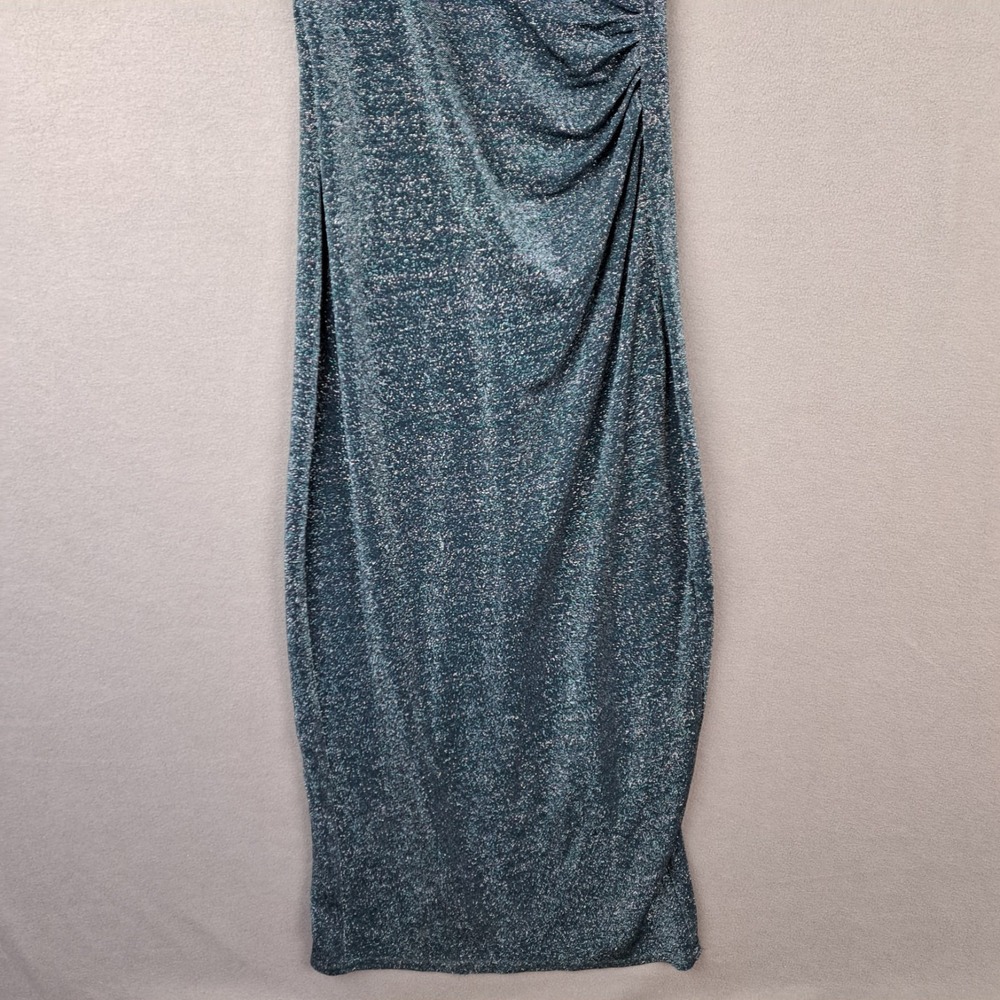 Vintage Molly Malloy Dress Women 10/M‎ Green Maxi Shimmer Ruched Y2K Fairy Bella - Picture 7 of 16
